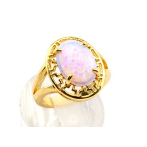 Кольцо позолоченное "Греческое" с японским опалом,  (иск.)