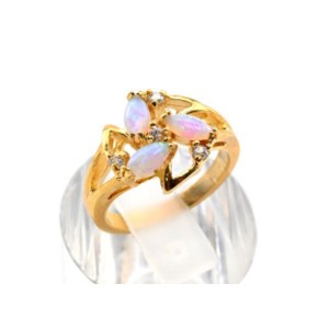 Кольцо позолоченное "Звезда" с японским опалом,  (иск.)