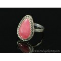 Кольцо родонит " Орлец " капля 12*18мм.
