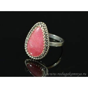Кольцо родонит " Орлец " капля 12*18мм.