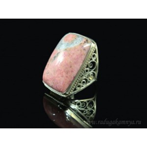 Кольцо родонит " Прямоугольник " 24*38мм.