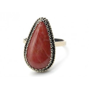 Кольцо родонит " Капля " 14*24мм