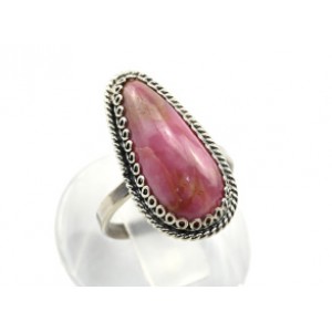Кольцо родонит " Капля " 12*24мм.