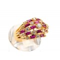 Кольцо женское "Мозаика" с цирконом рубиновым,  (иск.)