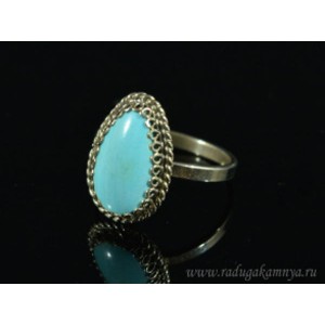 Кольцо хризоколла капля, 11*17мм