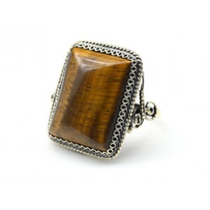 Кольцо тигровый глаз " Прямоугольник " 21*26мм