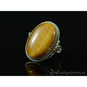 Кольцо тигровый глаз " Овал " 21*29мм