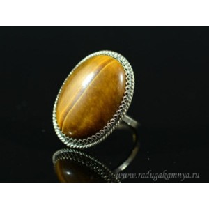 Кольцо тигровый глаз " Овал " 22*30мм