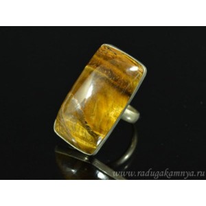 Кольцо тигровый глаз " Прямоугольник " 20*36мм