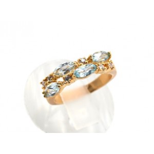 Кольцо позолоченное с голубым топазом "Дорожка"