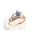 Кольцо с925 позолота и голубым топазом "корона" 18*9мм ,  1,75гр (иск.)