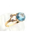 Кольцо с925 позолота и голубым топазом ,  1,9гр (иск.)
