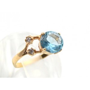 Кольцо с925 позолота и голубым топазом ,  1,9гр (иск.)