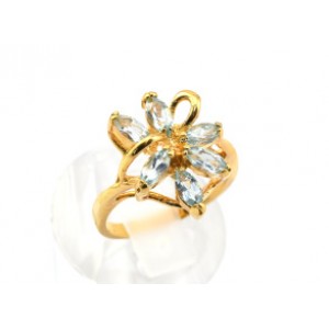 Кольцо с позолотой из голубого топаза "Шесть камней" Кольцо с позолотой из голубого топаза "Шесть камней"