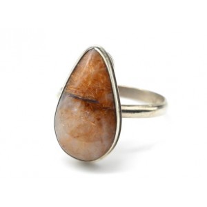 Кольцо рутиловый кварц (волосатик) " Капля " 12*20мм
