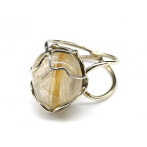 Кольцо рутиловый кварц (волосатик)16*17мм