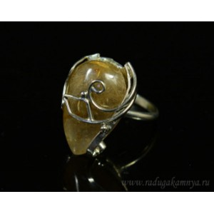 Кольцо рутиловый кварц (волосатик) 16*23мм