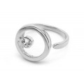 Кольцо круг 15мм с фианитом, серебристое (иск.)