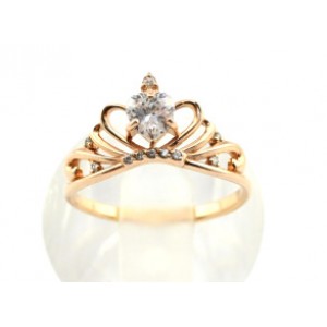 Кольцо с925 позолота и фианитами "корона" 18*10мм , 1,9гр (иск.)