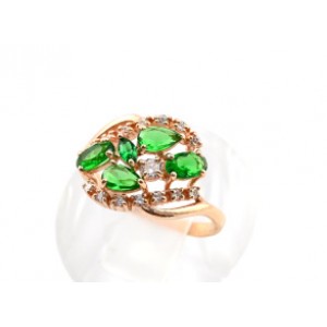 Кольцо с925 позолота и фианитами 15*12мм ,  2,1гр. (иск.)