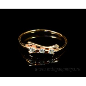 Кольцо с925 позолота и фианитами 13*5мм ,  0,77гр. (иск.)