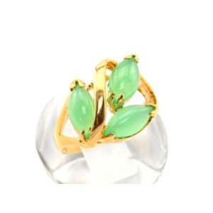 Кольцо позолоченное "Рис" с хризопразом, (иск.) Кольцо позолоченное "Рис" с хризопразом, (иск.)