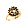 Кольцо с позолотой "Улитка" циркон черный,  (иск.)