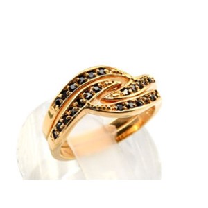 Кольцо  двойное с чёрным цирконом,  (иск.)