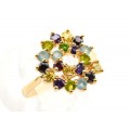 Кольцо женское "Улитка" с цирконом мульти,  (иск.)