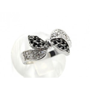 Кольцо РП c цирконом чёрный "бант"  (иск.)