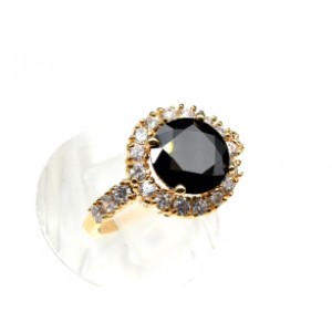 Кольцо "Круг" с цирконом чёрным и белым,  (иск.)