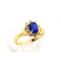 Кольцо циркон синий малый овал в цирконах   (иск.)