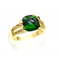 Кольцо с позолотой "Шарм" циркон зелёный,  (иск.)