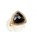 Кольцо женское "Ромб" с цирконом чёрным и белым, (иск.) Кольцо женское "Ромб" с цирконом чёрным и белым, (иск.)