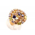 Кольцо с позолотой "Россыпь" из циркона мульти,  (иск.)