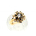 Кольцо "Россыпь" с цирконом чёрным и белым,  (иск.)