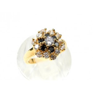 Кольцо "Россыпь" с цирконом чёрным и белым,  (иск.)