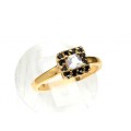 Кольцо позолоченное "Карат" с чёрным и белым цирконом,  (иск.)