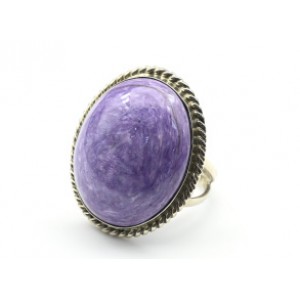 Кольцо с чароитом "Овал" 24*29мм