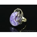 Кольцо с чароитом 18*24мм
