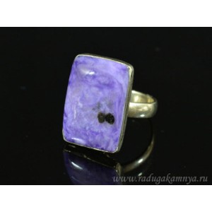 Кольцо чароит " Прямоугольник ", 16*23мм