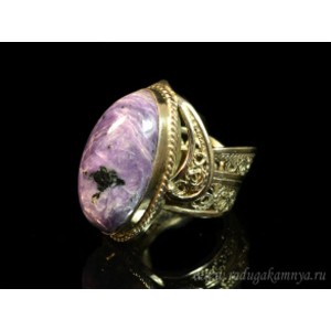 Кольцо чароит "Овал" 20*33мм.