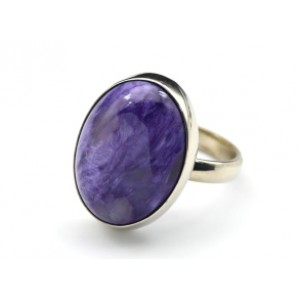 Кольцо с чароитом " Овал " 16*20мм