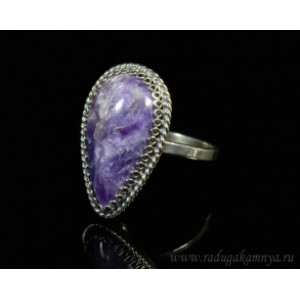 Кольцо чароит капля, 16*25мм