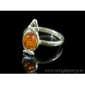 Кольцо с янтарём в посеребрении "стрелка" 9*19мм коньячный (иск.)