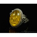 Кольцо с янтарем (имитация) 16*21мм,  (иск.)