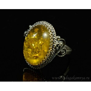 Кольцо с янтарем (имитация) 16*21мм,  (иск.)