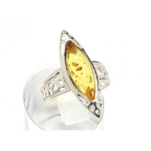 Кольцо с янтарем C925 рис 9*28мм медовый , 3,01гр (иск.)