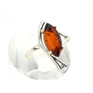 Кольцо с янтарем C925 "рыбка" 8*20мм коньячный , 1,77гр (иск.)