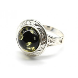 Кольцо с янтарем C925 круг 18мм зеленый , 5,12гр (иск.) Кольцо с янтарем C925 круг 18мм зеленый , 5,12гр (иск.)